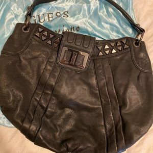 Guess By Marciano Studded Black Leather Satchel